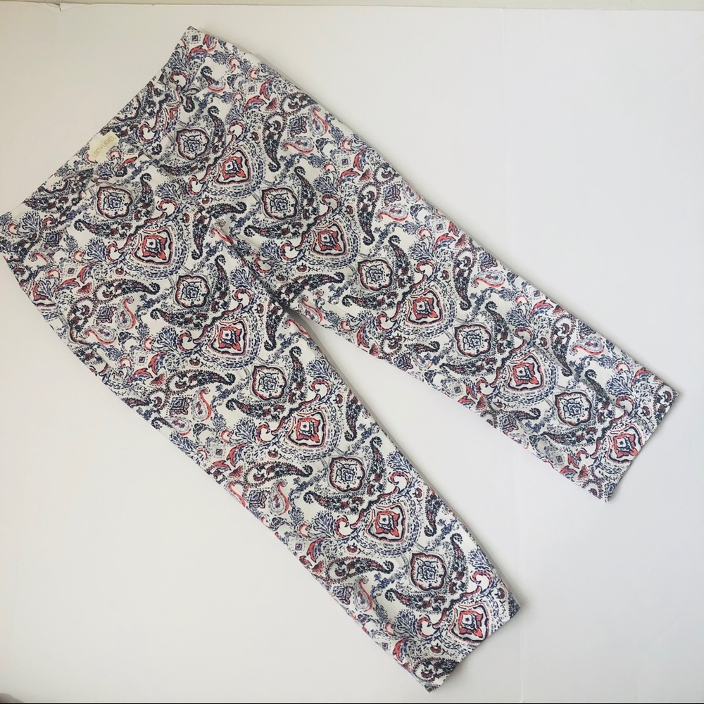 Lucy & Laurel print zip fly loop waist Capri pants
